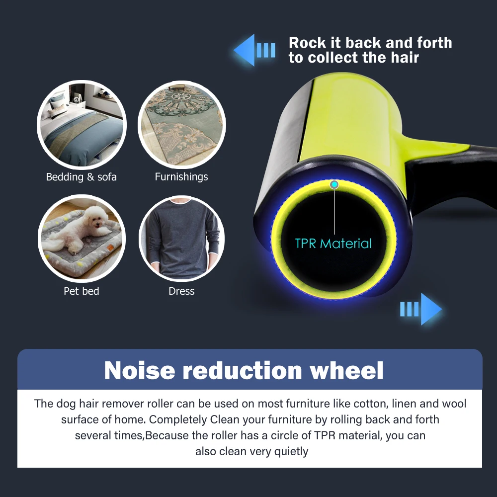 Reusable Pet Hair Remover Roller Brush For Dog And Cat Fur Cleaning