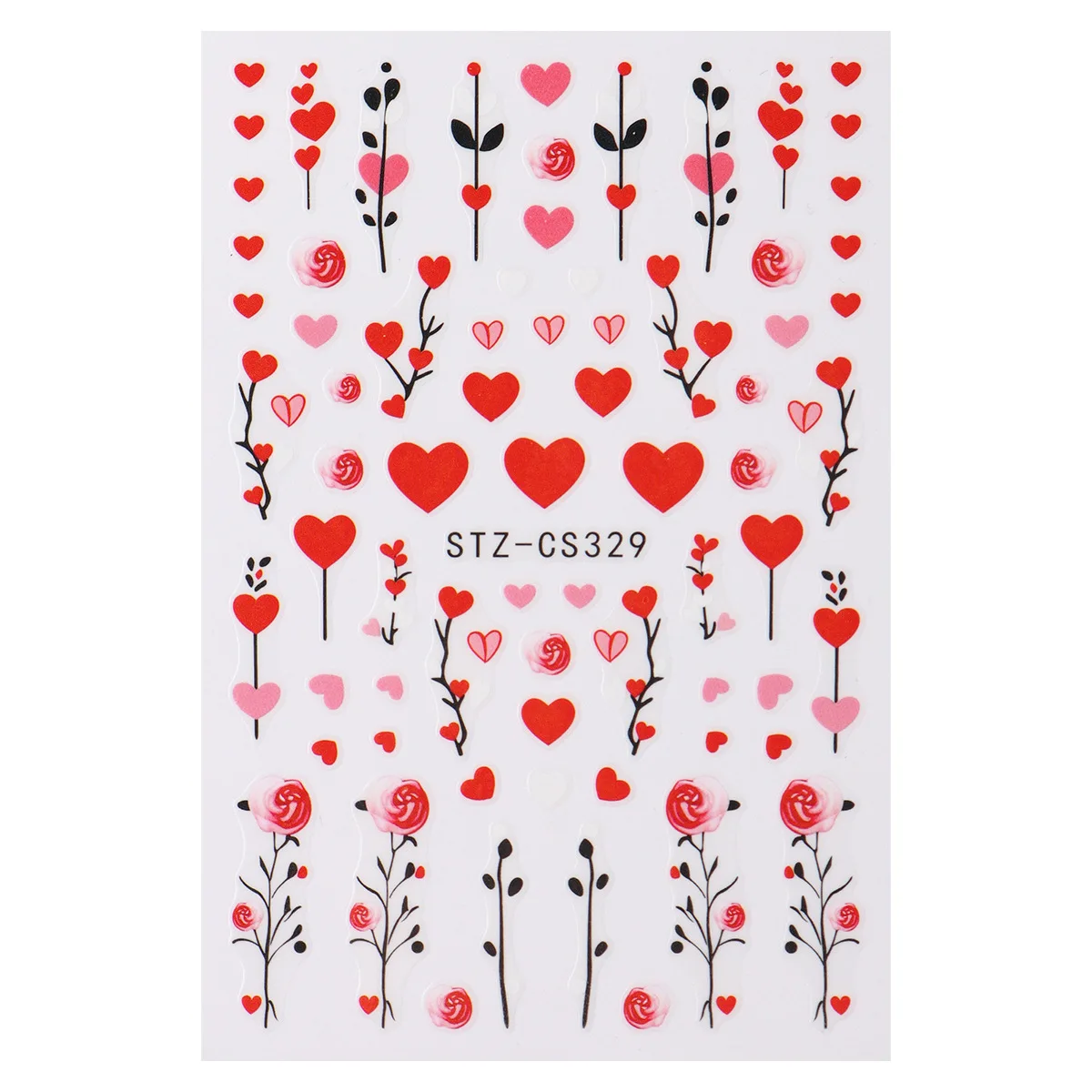 Hot selling STZ red heart love rose flower fake nails stickers accessory nail design valentines
