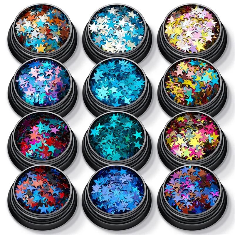 Nail Art Glitter Holographic Glitter Nail Magic Color Sequin  Decoration Star Nail Accessories Decorations