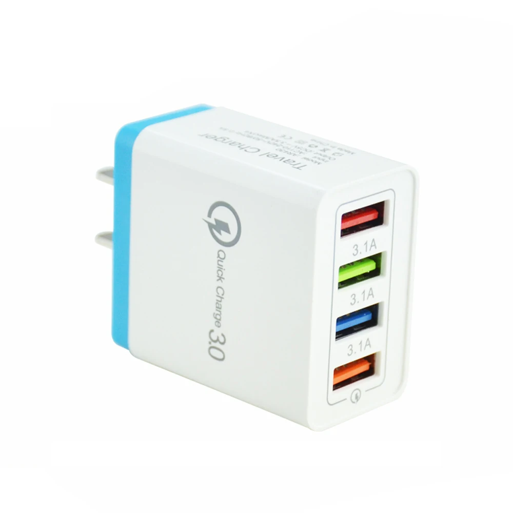 
SIPU Colorful EU US 4 Port USB Chargers Charging QC 3.0 Travel USB Wall Charger 
