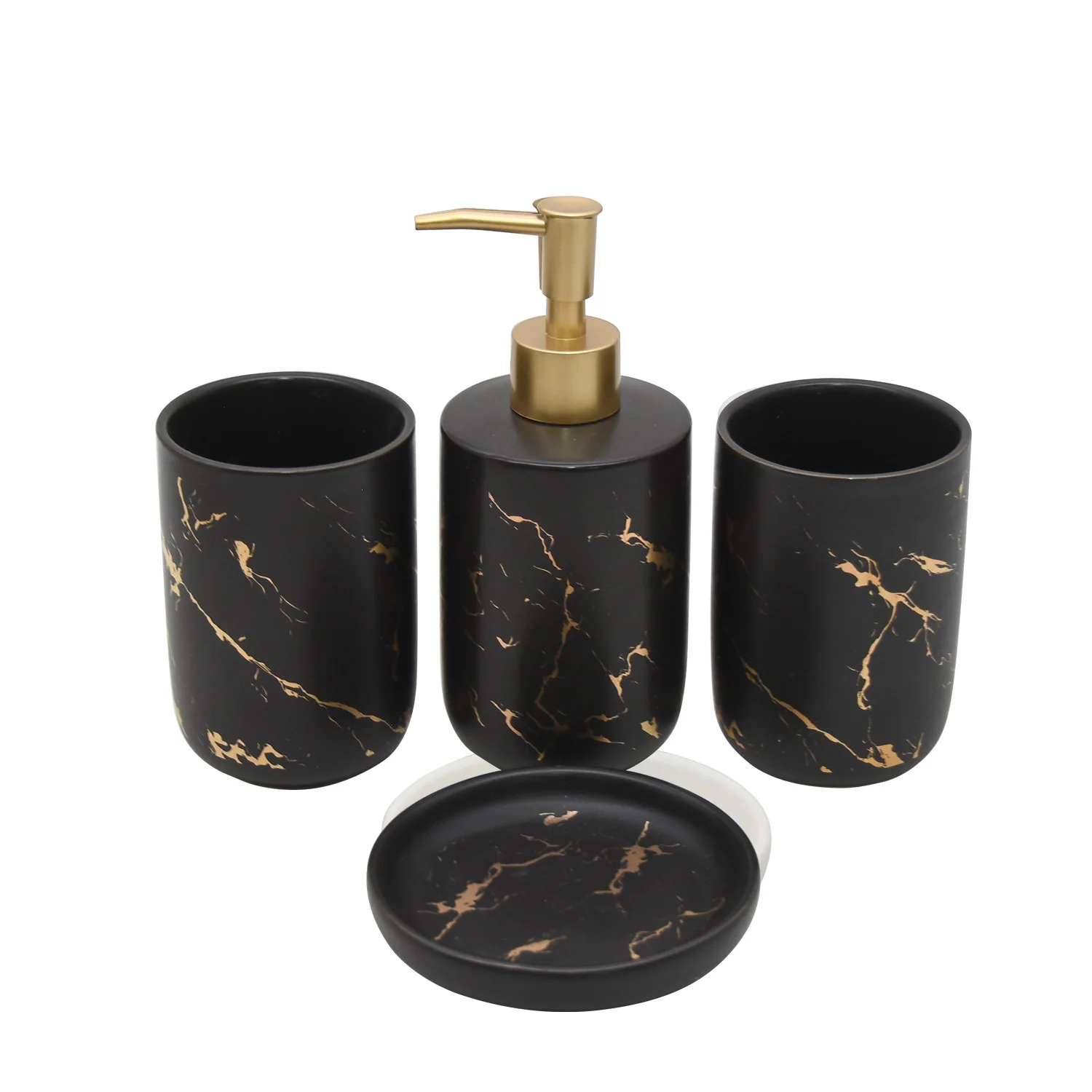 
wholesales Nordic simple ceramic marble bathroom 4pcs toothbrush holder set round 