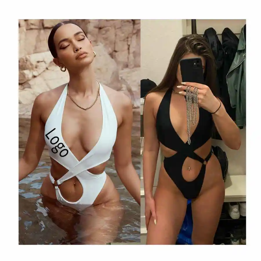 Custom LOGO Sport Style One Piece Punch Off The Shoulder Swimsuit Bathing Suit Bottoms For Women Bikini
