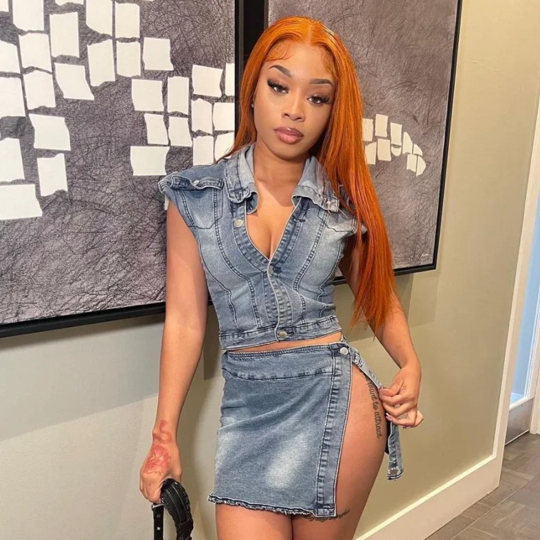 Shareee Spring Clothing 2023 Y2k Two Pieces Set Sleeveless Denim Jacket Denim Skirt Fashion Washed Denim Women 2 Pieces Set