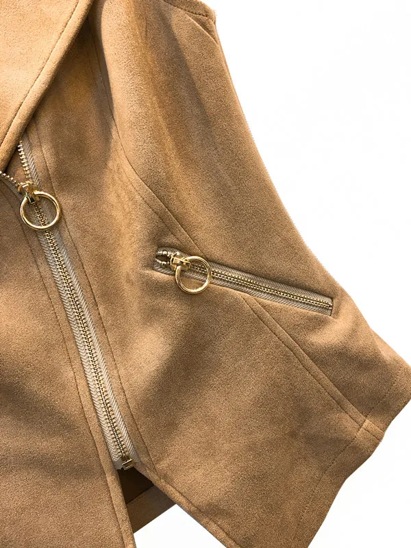 
Latest Design Cheap Autumn Winter Suede Button Zipper Woman Leather Waistcoat 
