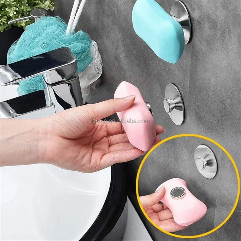 LOGO welcomed Amazon Creative New Design Stainless Steel Magnetic Suction Hanging Dry Soap Holder with Magnet Sucker