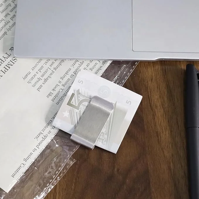 Stainless Steel Money Clips Metal Wallet Slim Cash Clip Silver Credit Card Bill Holder for Men and Women