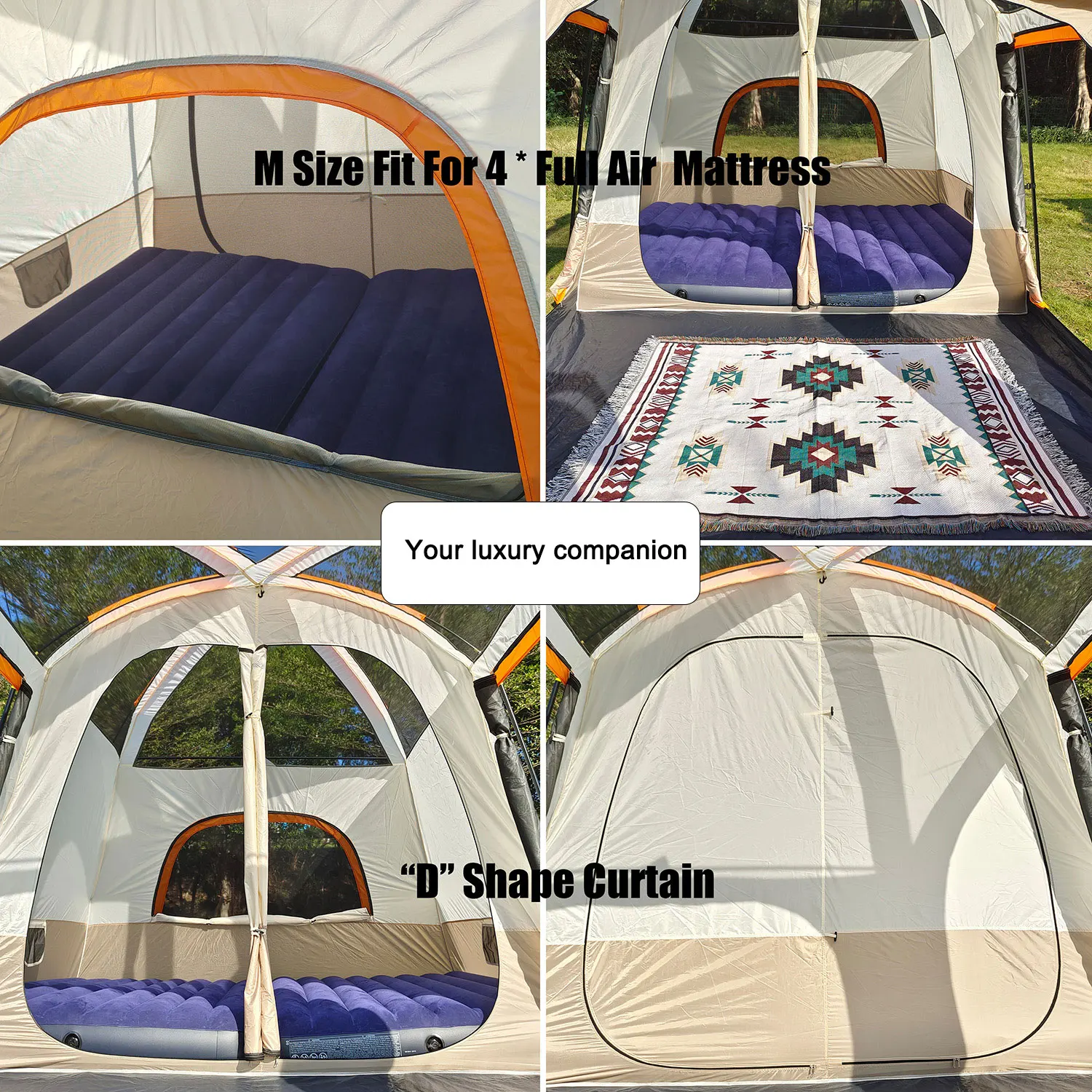 Manufacturer family luxury travel camping tent hot sale UV protection 2/4/6/8 person luxury outdoor tent