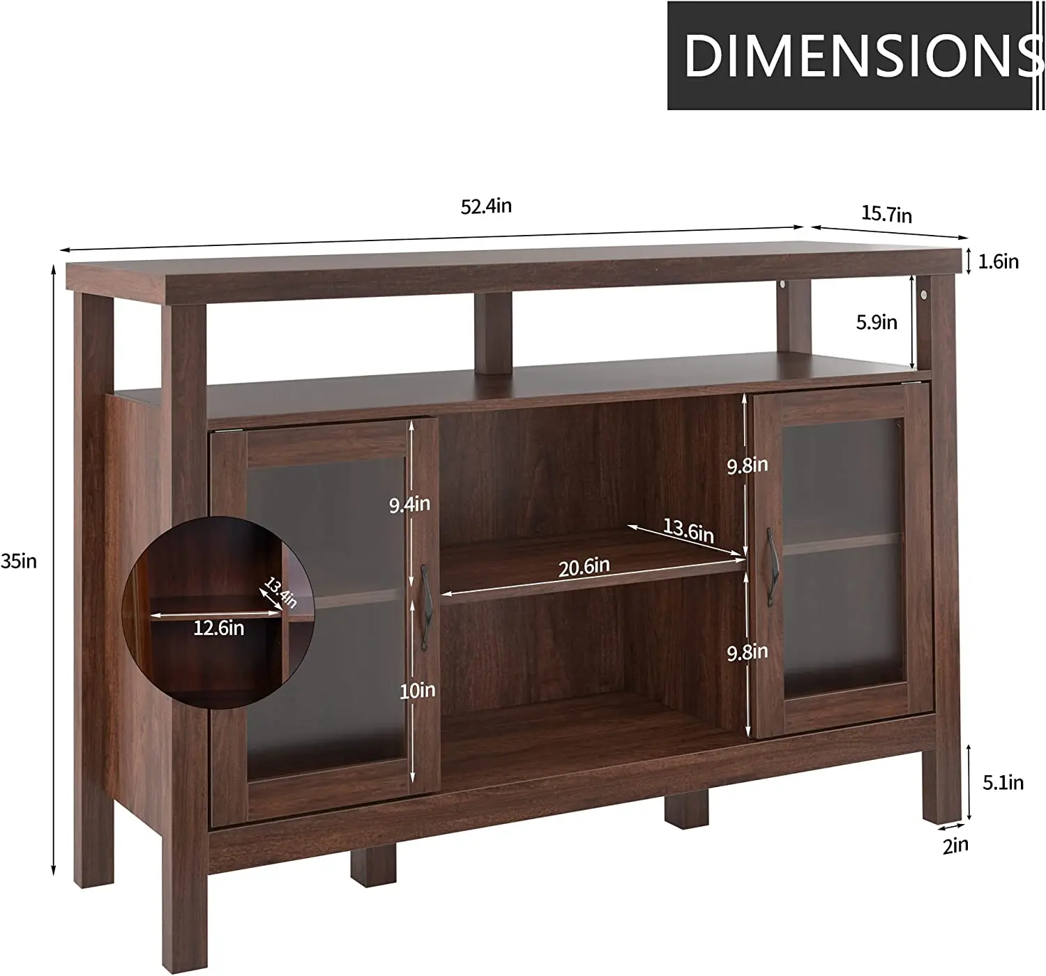 MDF Wood Modern TV Cabinet with Showcase for Living Room