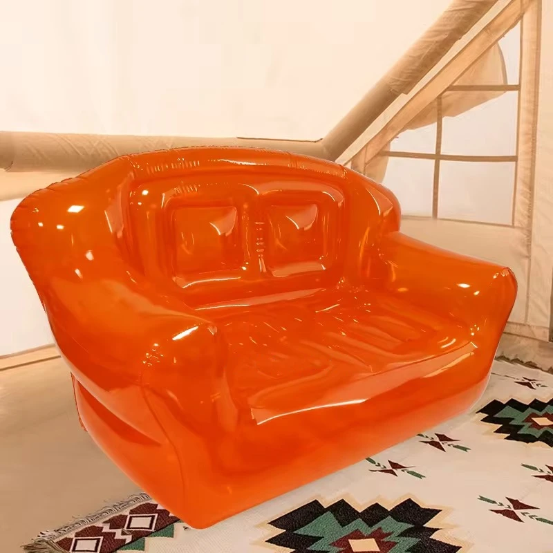 Outdoor PVC Transparent Clear Double Seat Inflatable Living Room Air Sofa Family Inflatable Sun Loungers Double Sofa Bed