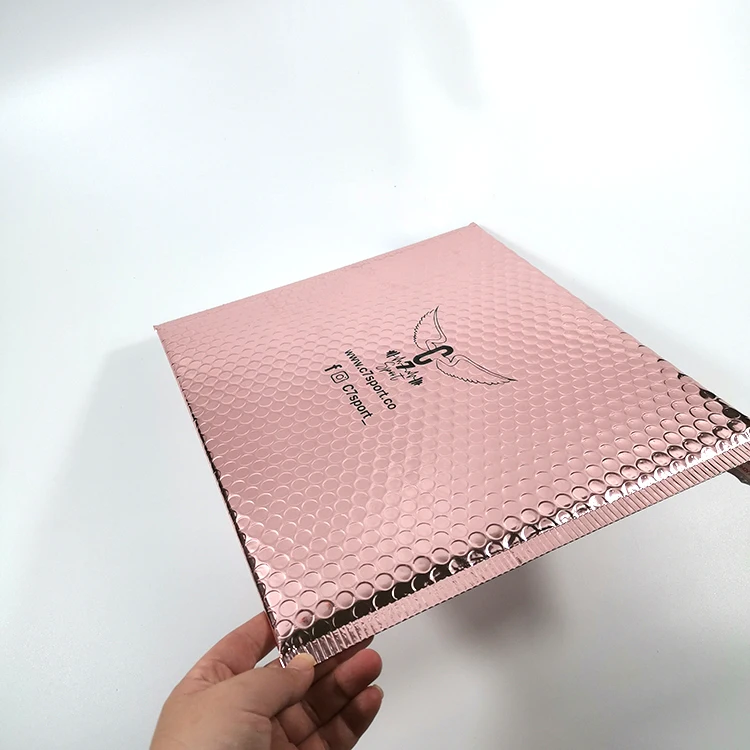 Pink Holographic Padded Envelopes Foil Shipping Bubble Mail Bag Poly Mailer Bags Metallic Bubble Mailer Custom Logo Envelope