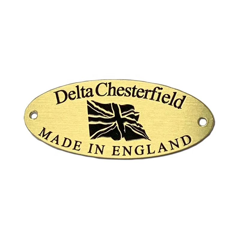 
Custom Brushed Retro Antique Brass Copper Tag Etched Lacquered black Metal Plaque Door Label with Two Holes 