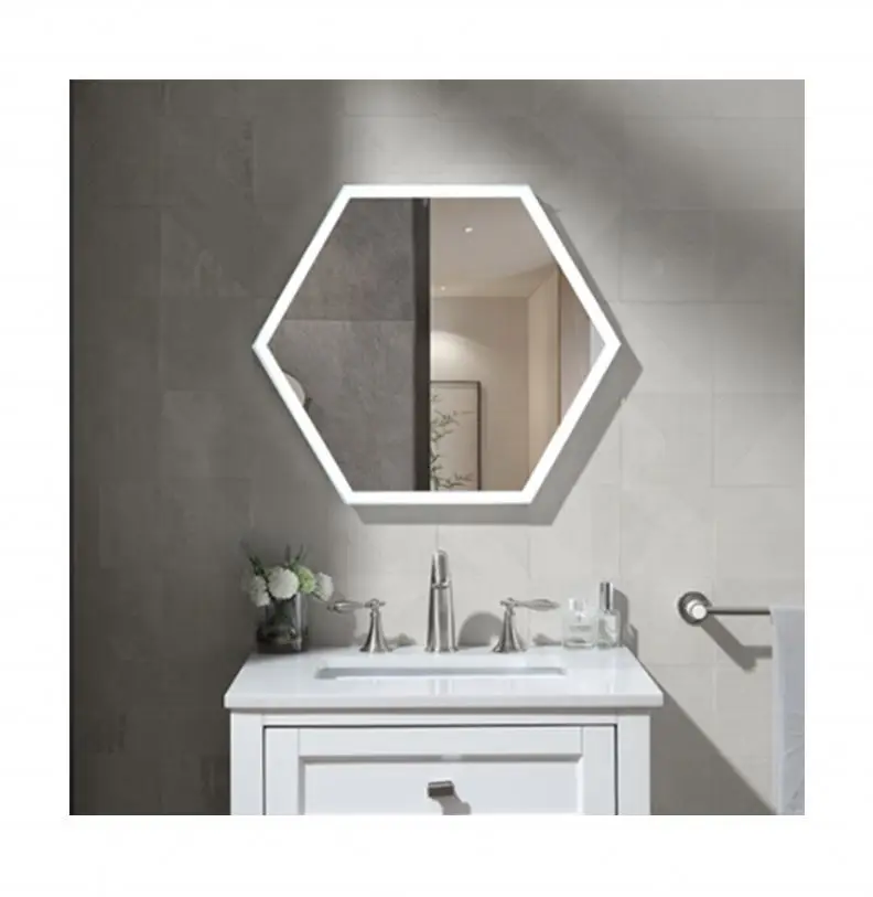 Demister Smart Makeup Mirror Hexagon Vanity Led Light Mirror For Bath Room