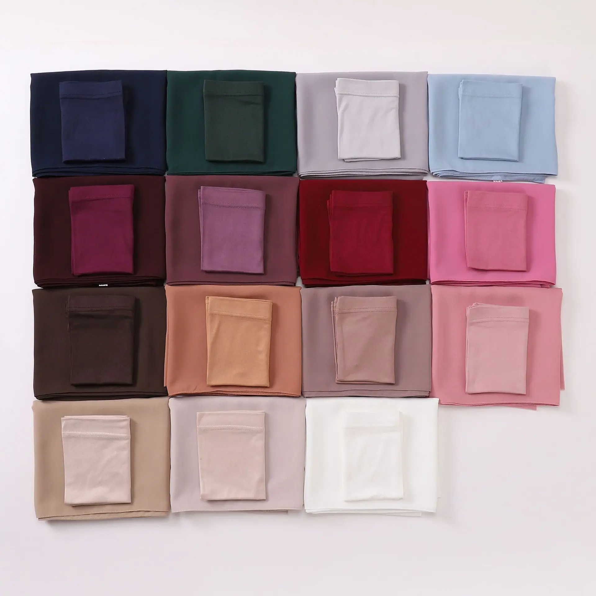 Wholesale Matching Muslim Hijab Undercap Headwrap Women Shawl Custom Chiffon Plain Arabic Hijab Set Inner Cap Hijab Scarf