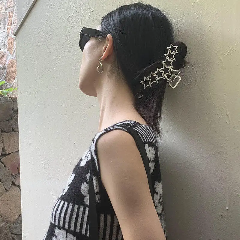 JIRIS Wholesale Fashion Metal Hair Crab Claw Clip 13cm Heart Star Shape Hair Claw Large Size Hair Claw Clip For Women And Girls