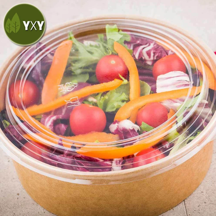 
Disposable Takeaway Kraft Paper Salad Box Container Bowl With Lid 