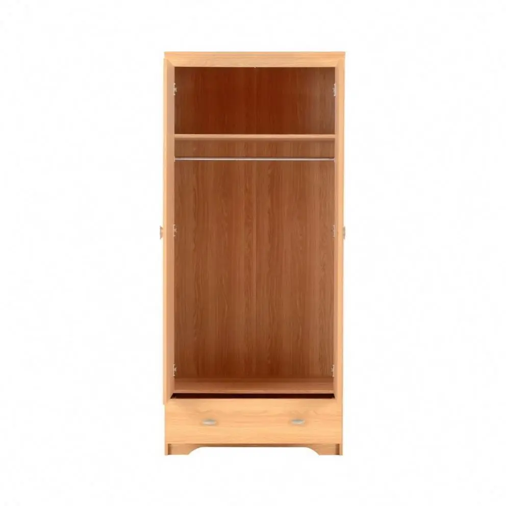 Bedroom Furniture 2 Open Door 1 Drawer Model Design Wood Wooden Clothing Armoire Wardrobe For Clothes Storage