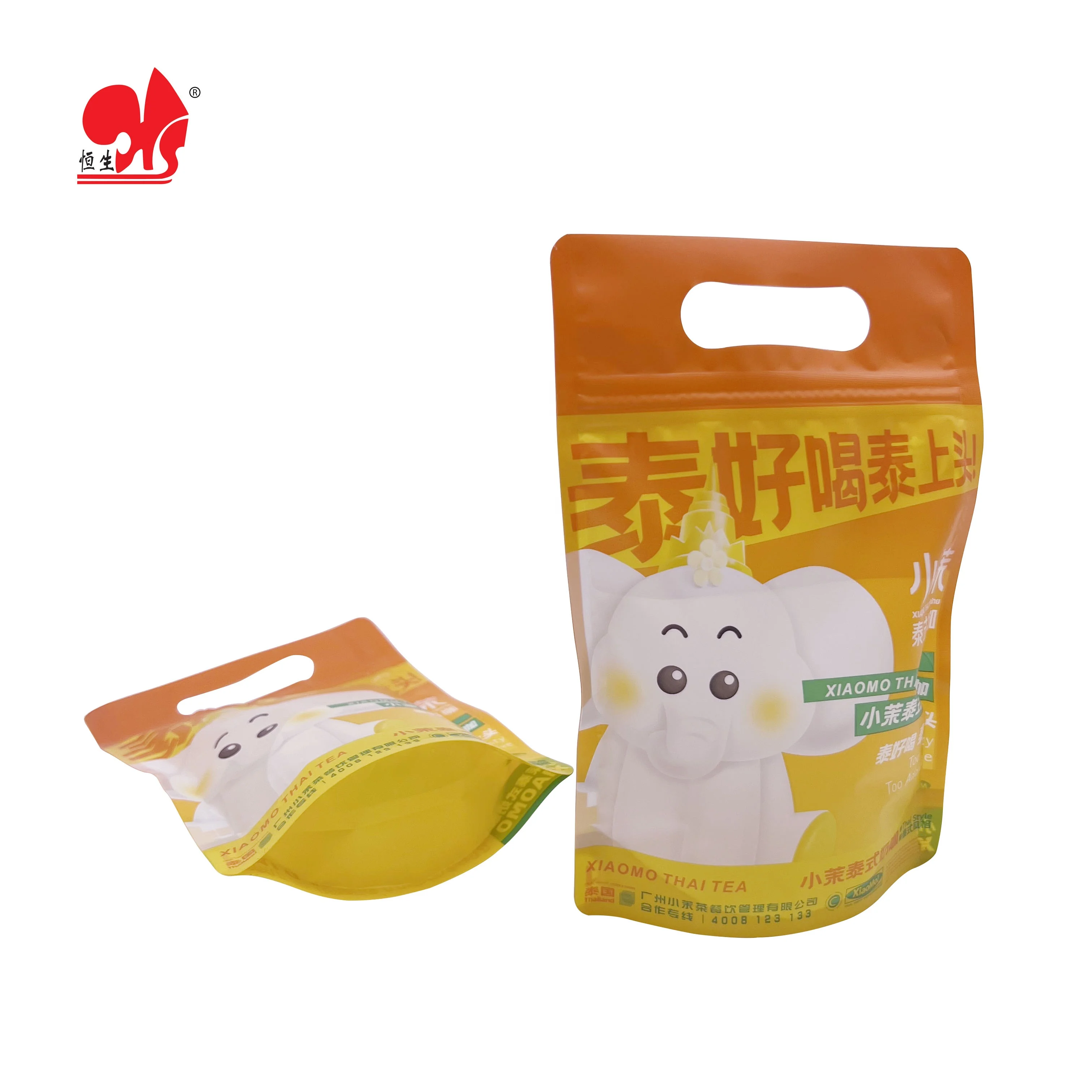 Custom-made milky tea white coffee stand up bag with zipper packaging bag food-grade materials