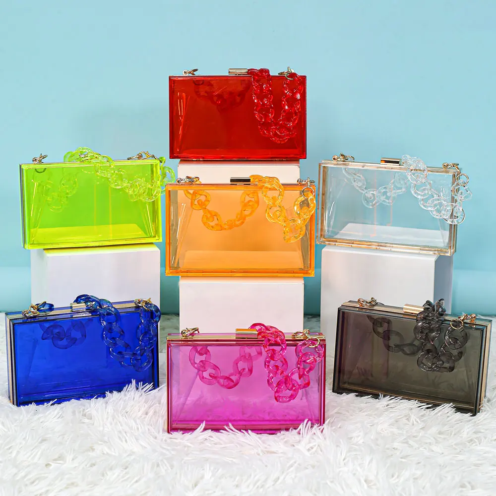 New Online Shopping Summer Spring Clear Purse Transparent Bag Box Acrylic Jelly Purses and Handbags for Women Translucent Bag