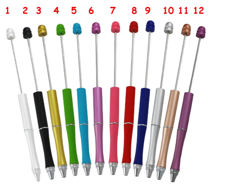 Promotion gifts jewelry colorful decorated add a beads beadable pens DIY twist ball pen full metal sturdy beadable pen