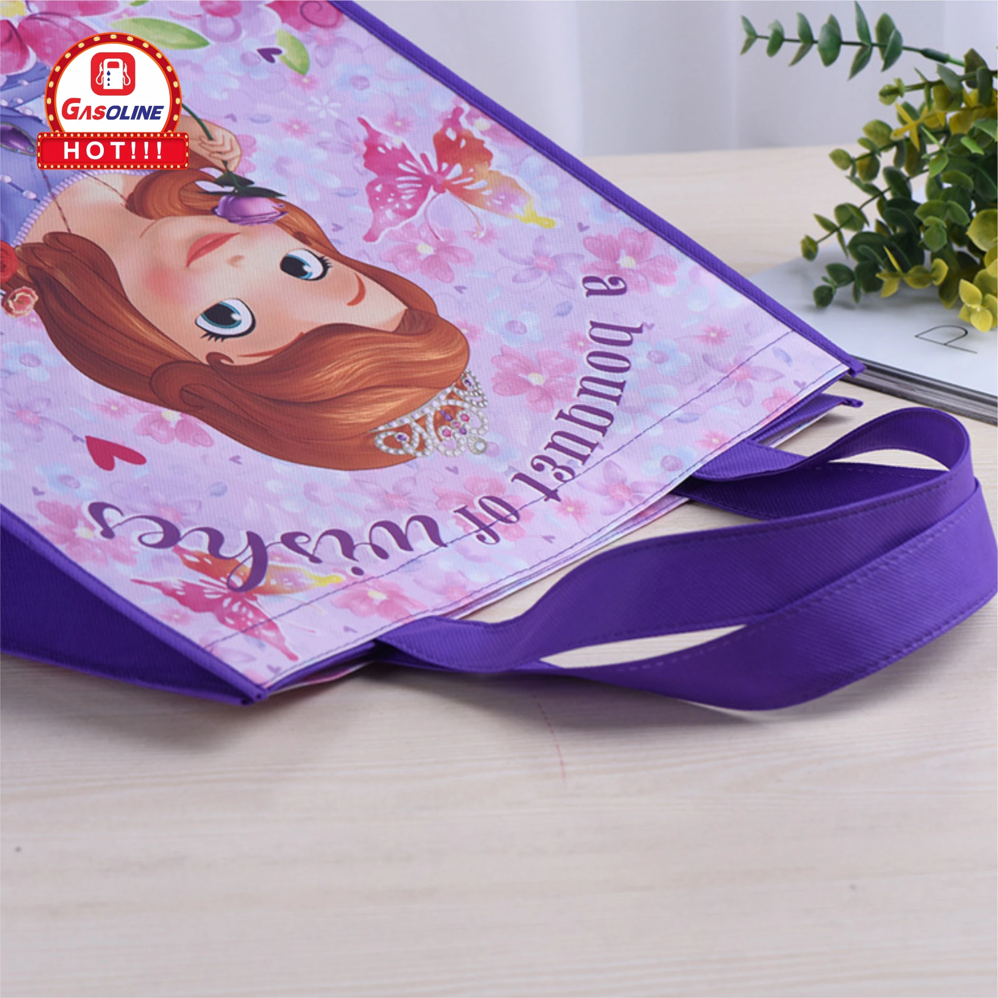 Custom Logo Printed Cheap Shopping Tote Laminated Non Woven Trade Show Bags Promotion Gift or Shopping Bag Customized Gasoline