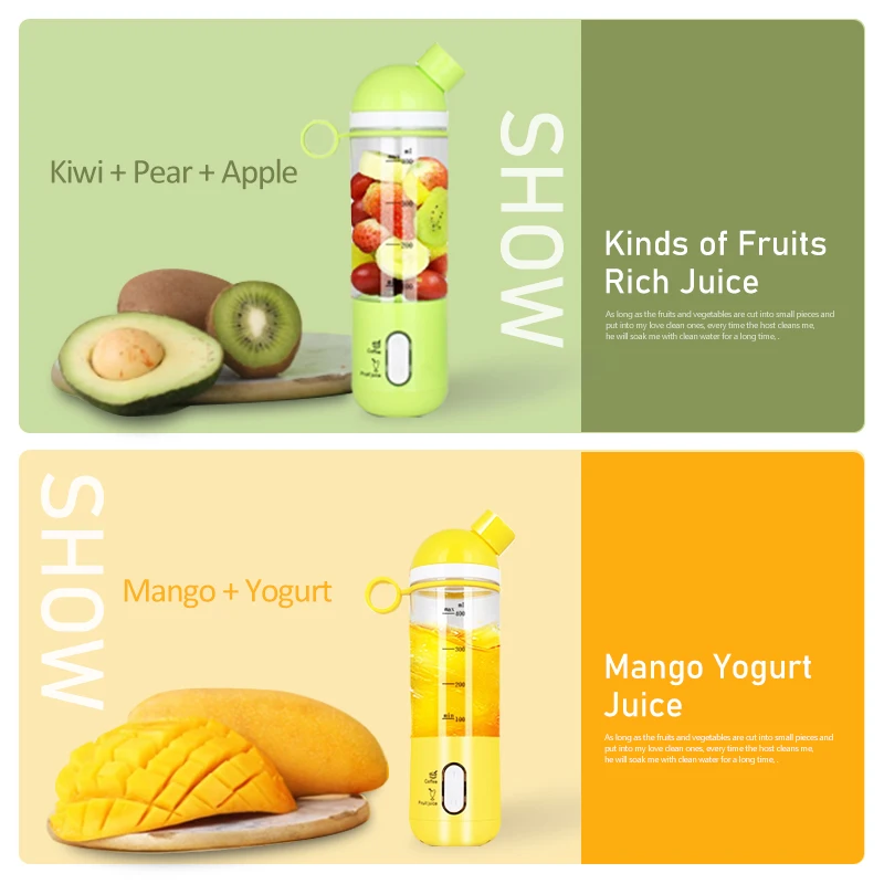 Mixer Cup Sport Milk Shake Electric Blender Cup and Cup Portable Blender Plastic for Professional Blender Push Button 14000rpm