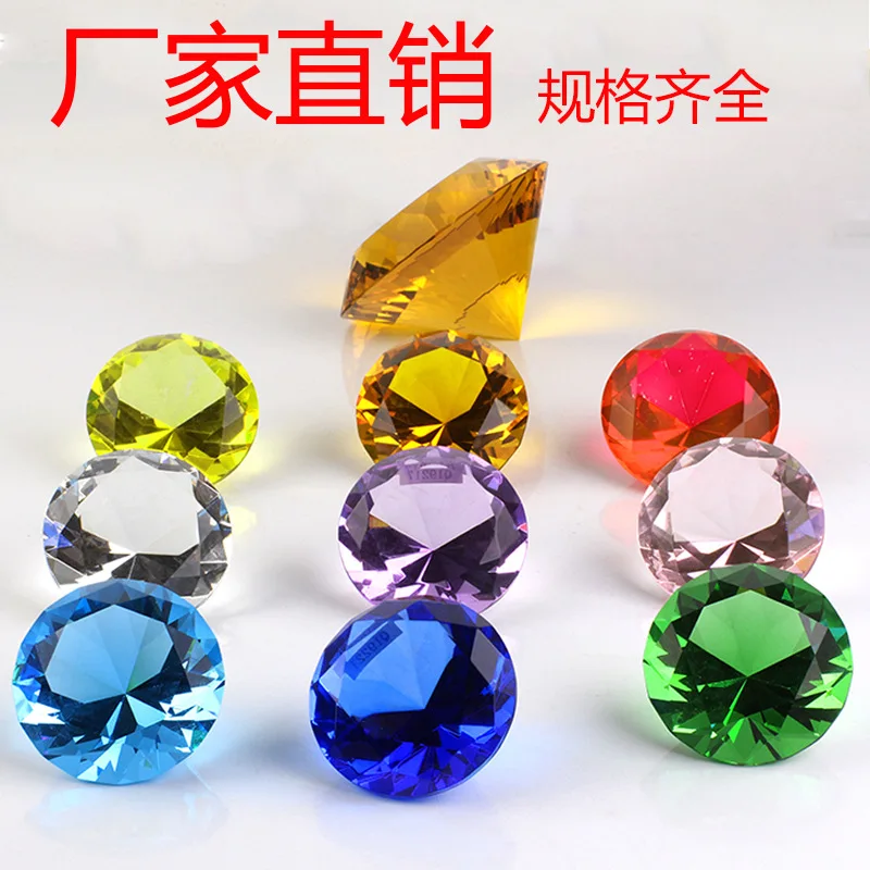 Wholesale Cheap Multicolor Glass Diamonds Paperweights 60mm 80mm 100mm Crystal Diamonds for Home Decoration