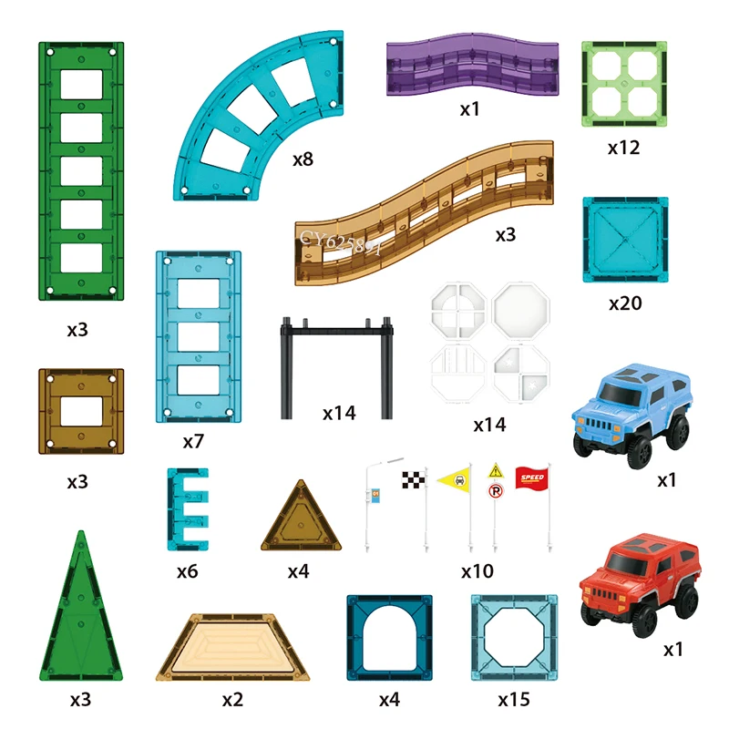 Hot Sales 131Pcs Colorful Magnetic Sheet Toys Kids Educational Car track Theme Magnetic Tiles Block For Children
