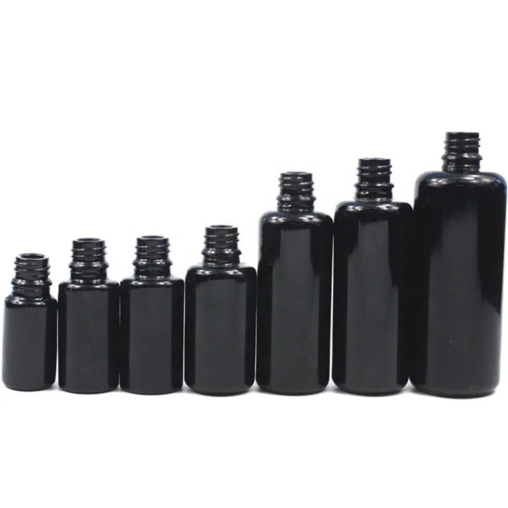 Empty Violet Black Frosted Glass Bottle For Essential Oil Hair Oil Bottles 30Ml Glass Dropper Bottles Essens Care Lotion Rubber