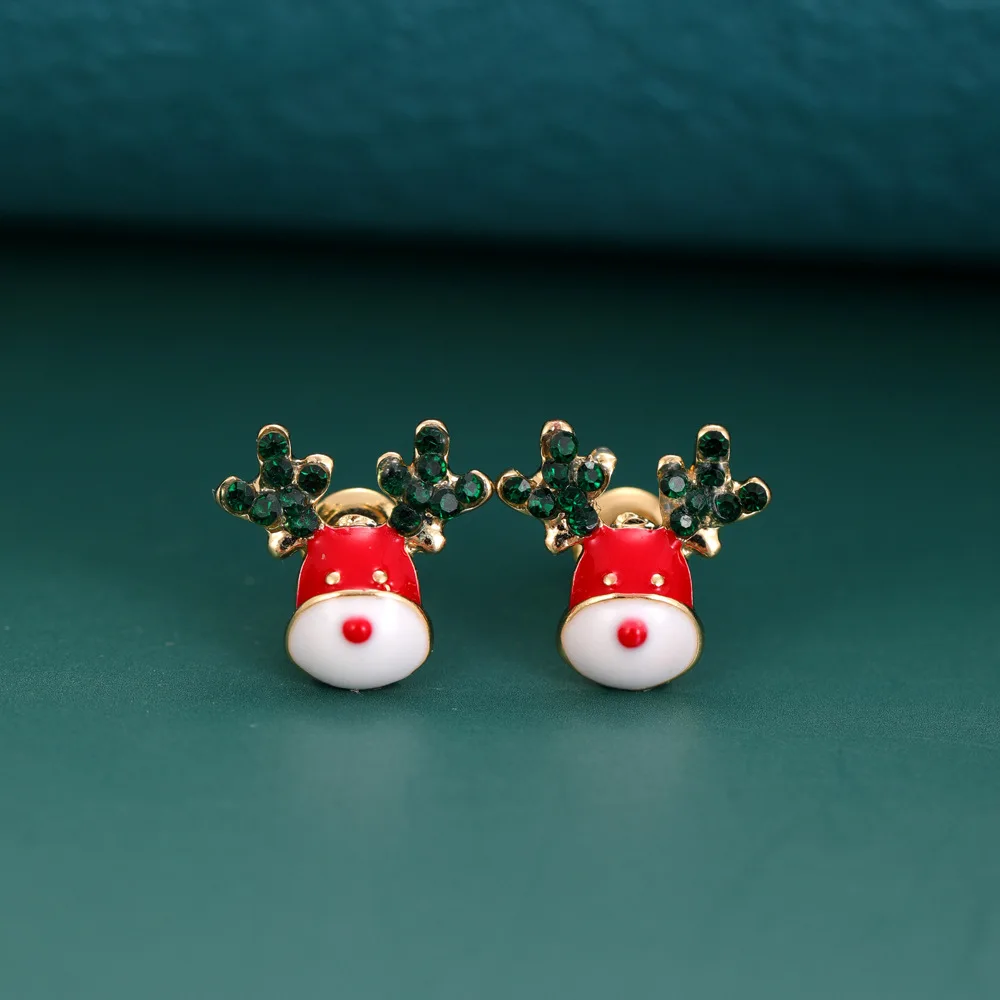 2023 Autumn Winter New Product Xmas Series Elk Santa Claus Cartoon Small Christmas Stud Earrings