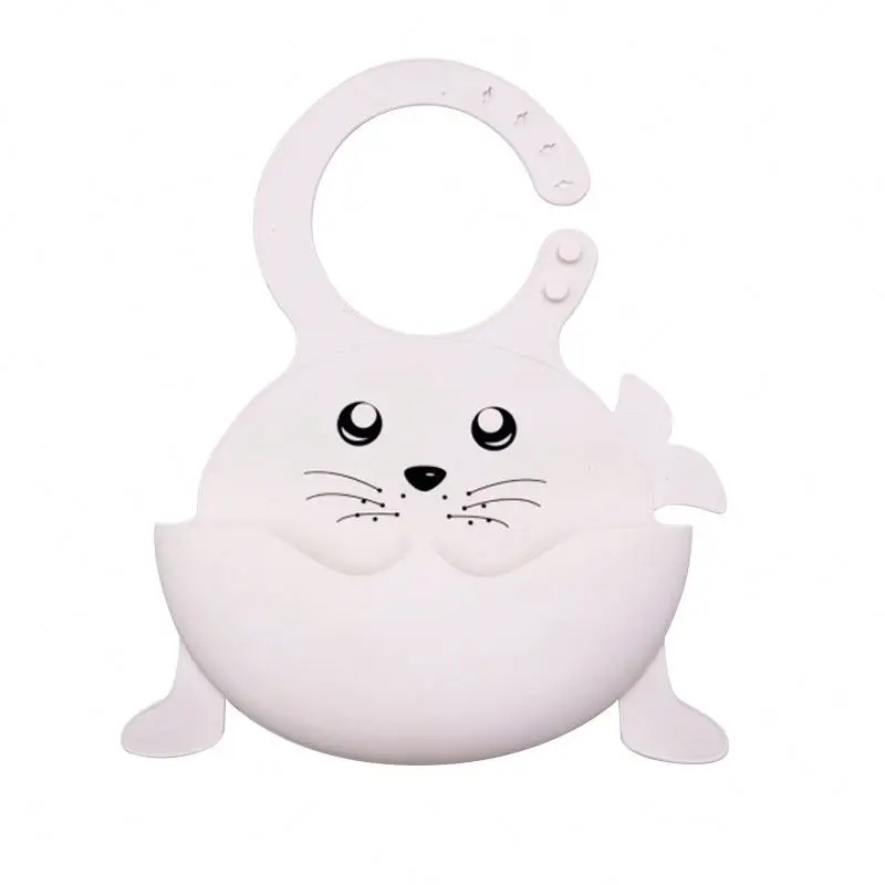 
Wholesale Colorful Cute Animal Pattern Wholesale Foldable Reusable Silicone Baby Feeder Bibs 