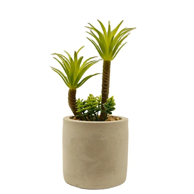 Artificial succulent plants in modern concrete pot modern home decor Faux potted Greenery