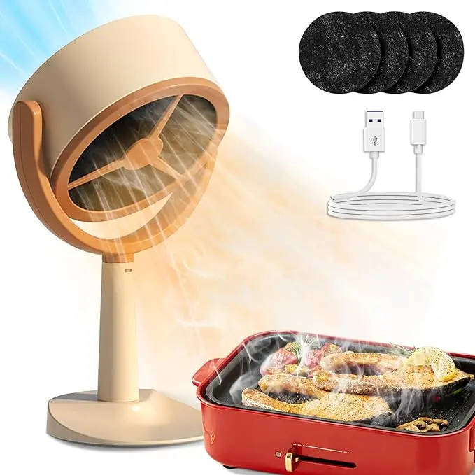 Portable Range Hood Fan for Cooking with 2 Speeds Detachable Filters Desktop for Kitchen Household Restaurant Mini Exhaust Fan