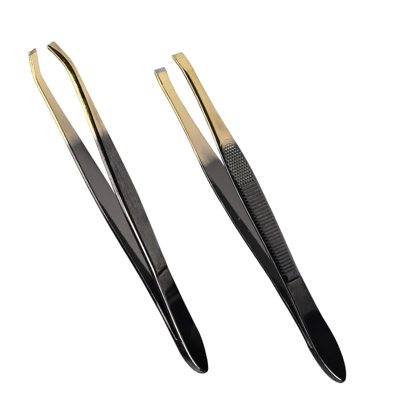 High Quality non-slip stainless steel  straight  eyelash tweezers black lash tweezers custom long lash tweezers non fiber tip