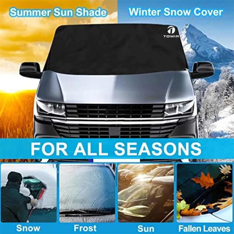 Black Uv Protection Windscreen Cover Window Sunshade Screen Frost Snow Covers for VW T6 Van