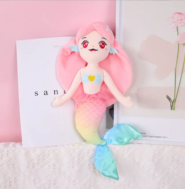 Plush Mermaid Princess Toy Cute Stuffed Mermaid Princess rag doll Cuddly Soft Hugging Plush Toy Doll for Toddlers Girls