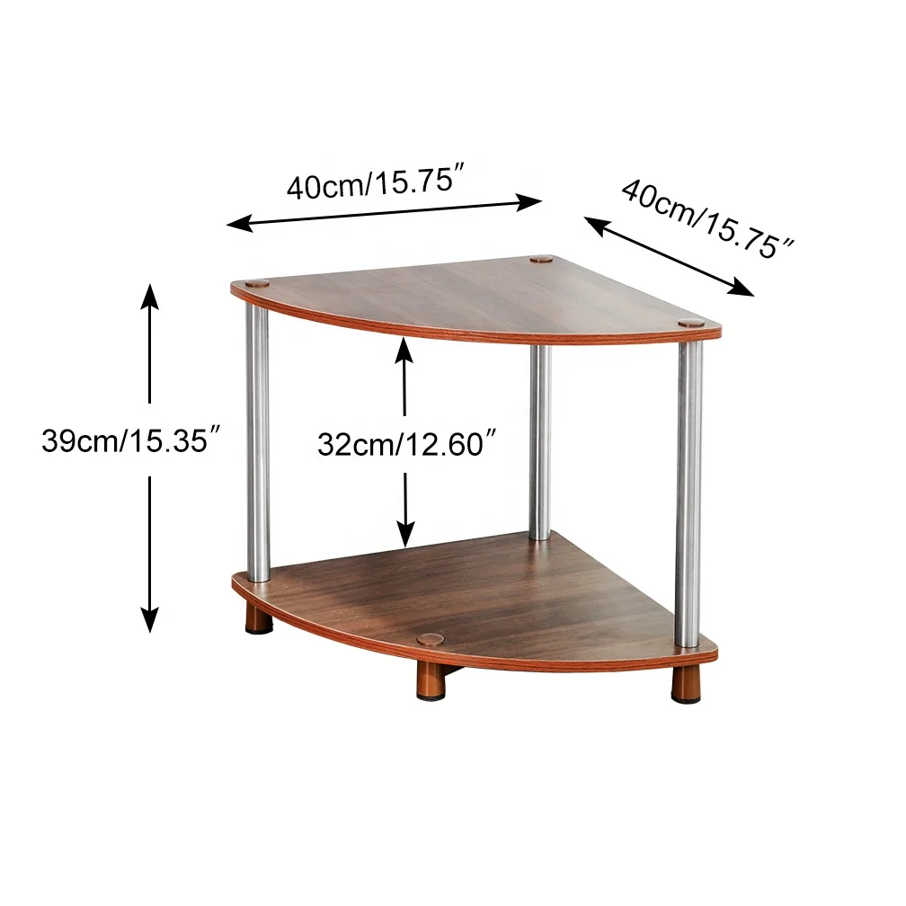 BAOYOUNI Wooden Triangle Shaped Storage Rack Heavy Duty Metal Corner Organizer Shelves Bookcase Plant Display Unit Shelving