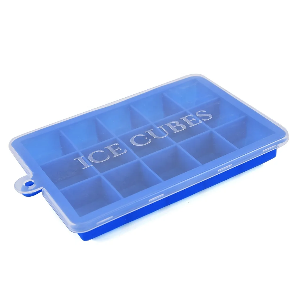 
High quality low MOQ silicone ice cube tray with plastic lid ice mold ice tube 