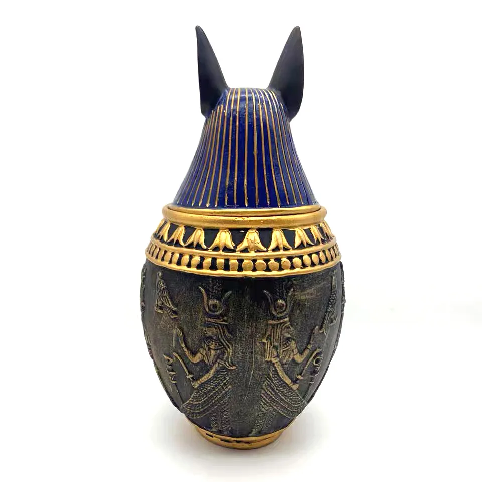 Egyptian Pharaoh Style Resin Anubis Statue Pet Cnerary Casket for Souvenir
