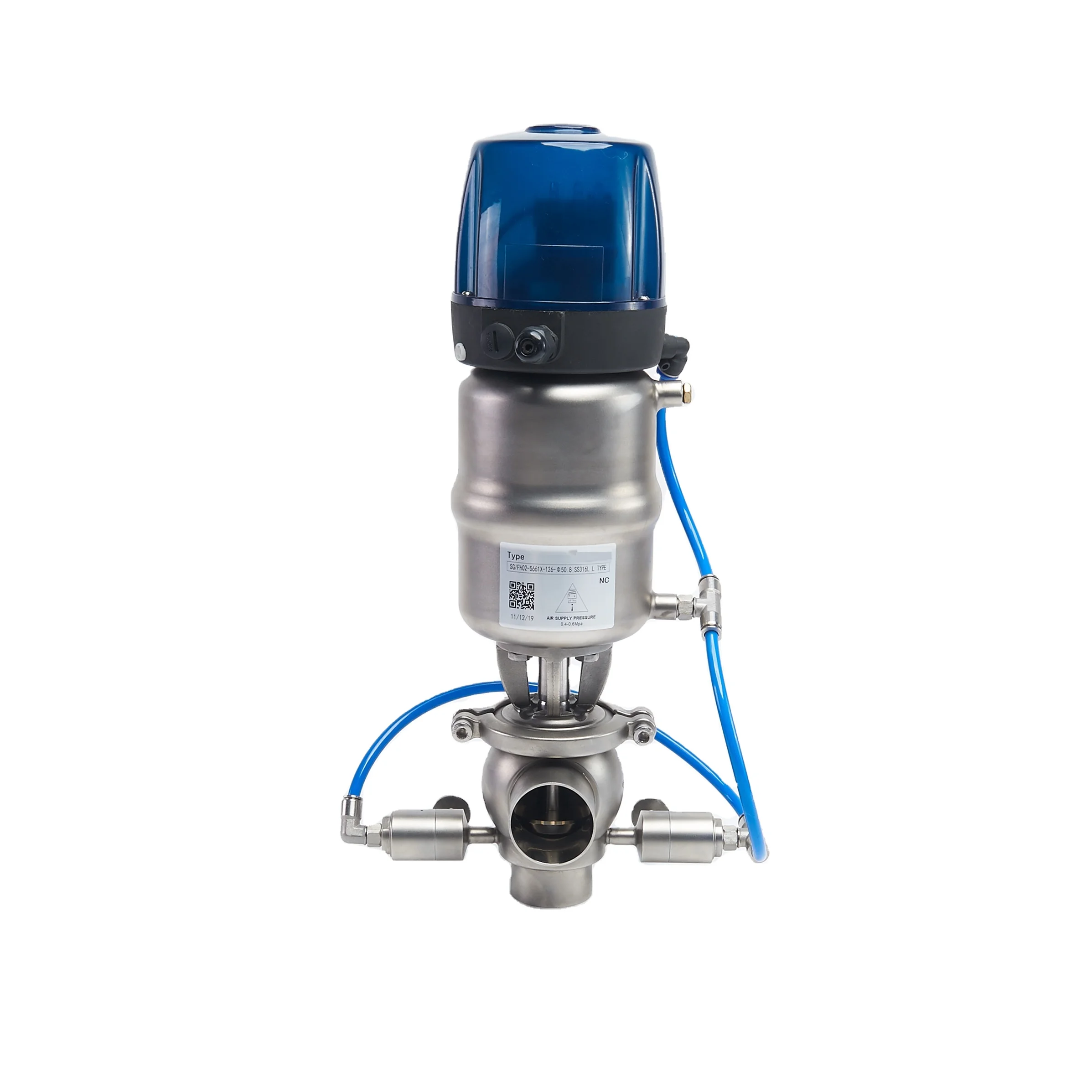 FH02 Sanitary Stainless Steel SS304 SS316L External Cleaning Four Ways Single Seat Double Seal Mix-proof Valve