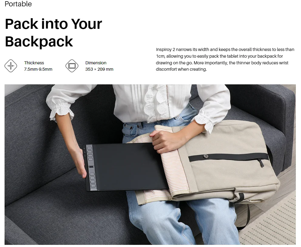 Huion inspiroy 2 H1061P paperless digital graphic tablet with scroll wheel 8 customized keys black drawing  tablet for designer