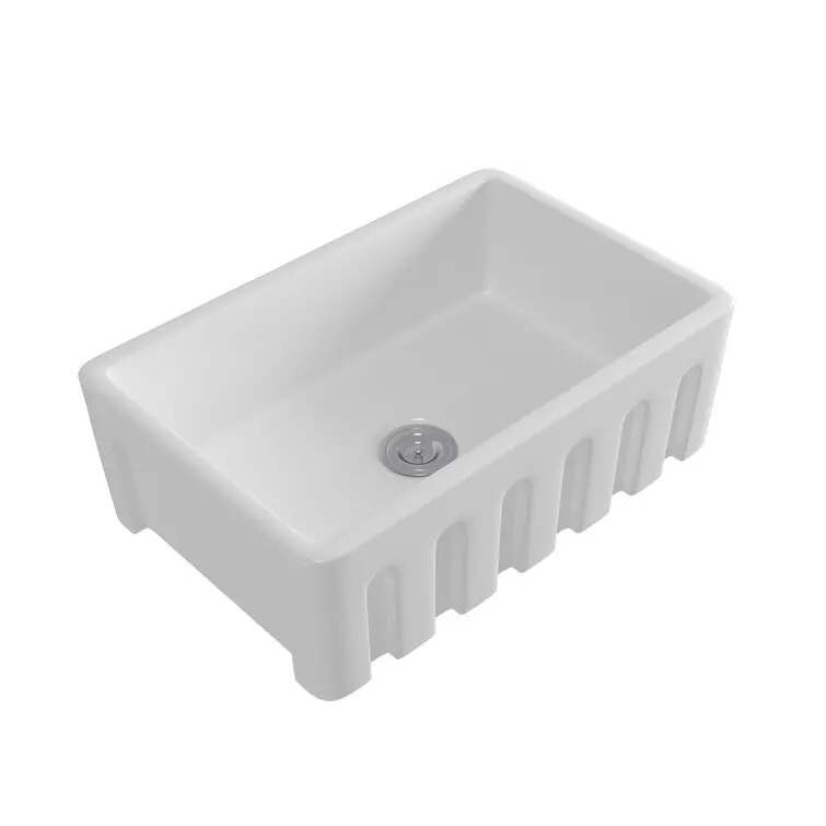 American hot sale porcelain kitchen cabinets basin white handmade ceramic farmhouse sink for home
