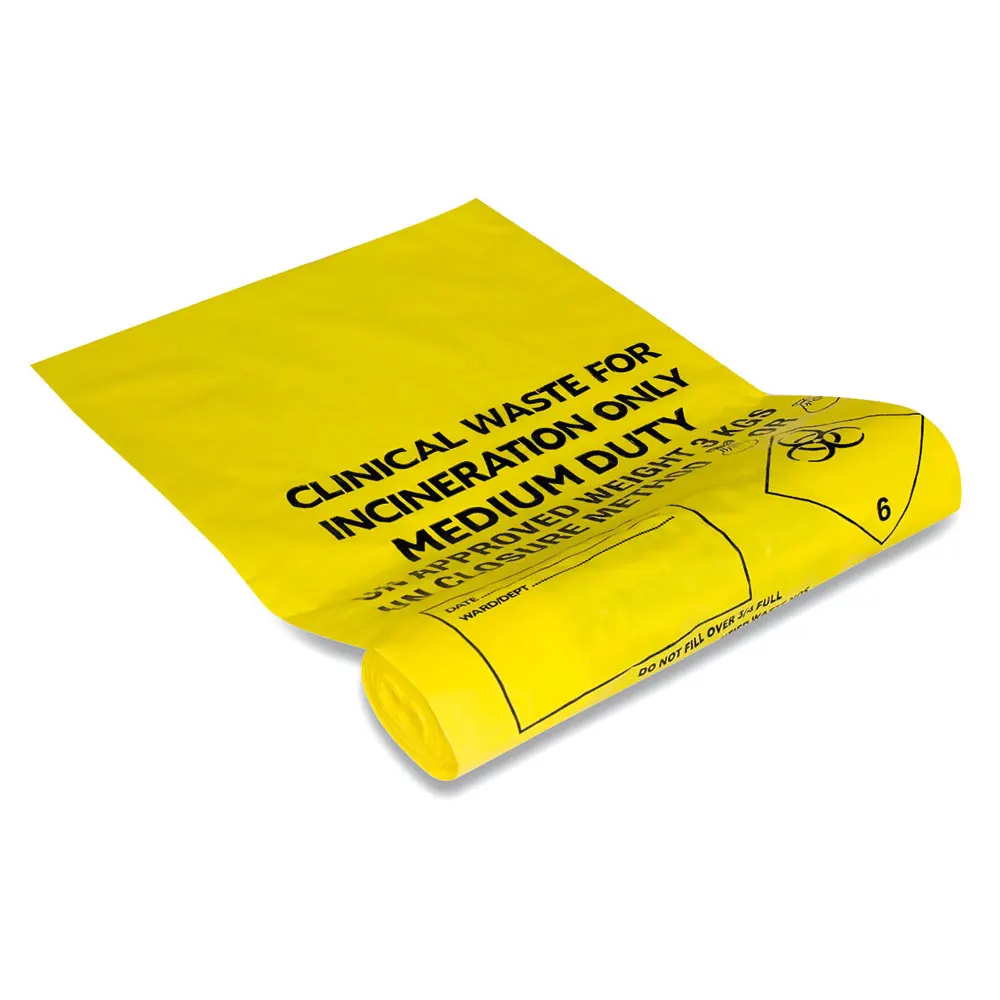 48x58cm1.2 Mil Disposable Stand up Pouch Biohazard Trash Bag for Medical Infectious Waste Gravure Printing Surface Handling
