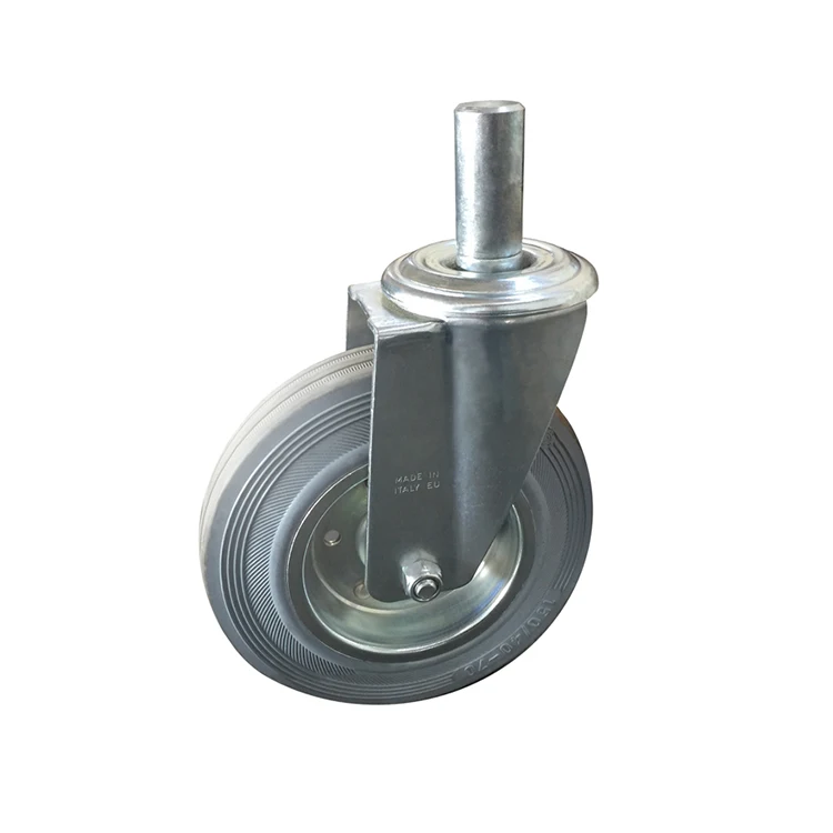 SOLID GREY RUBBER WHEELS WITH PRESSED STEEL RIM