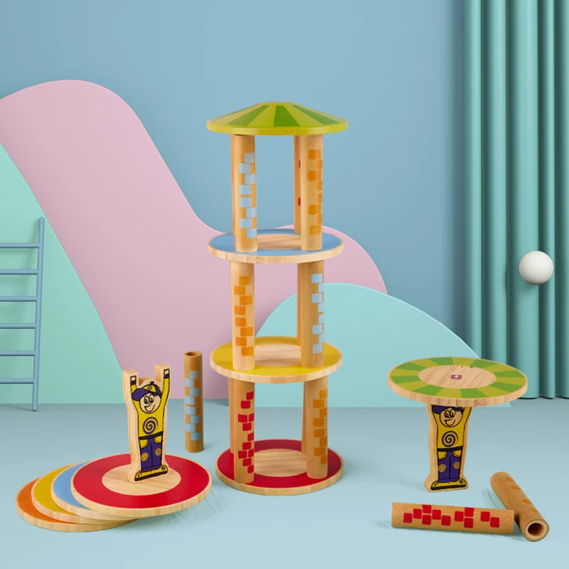 Hape DIY Tower Ball Game Educational Bamboo Toy Roller Ball Table For kids