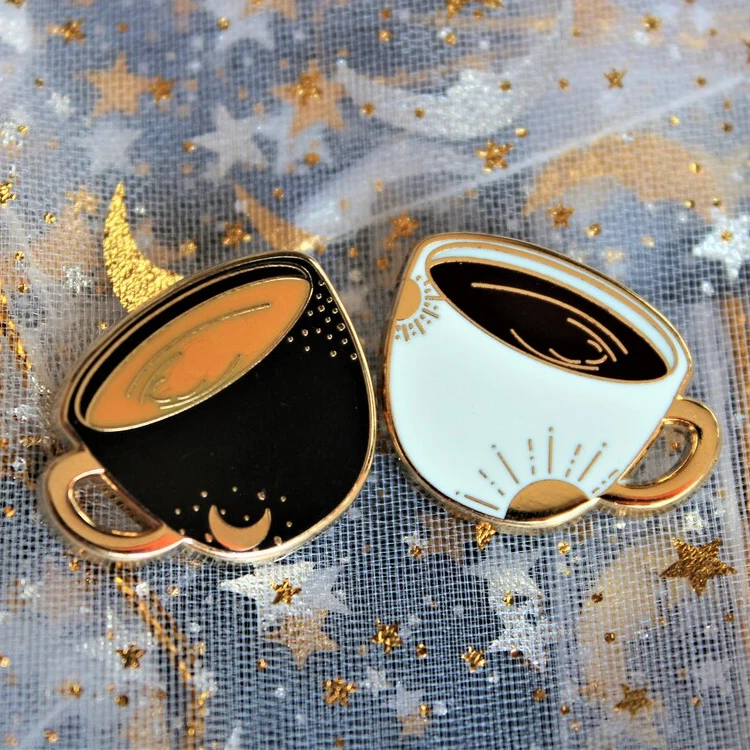Custom Casual Cartoon Anime Lapel Pin Badge Manufacturer Coffee Cup Cute Custom Metal Made Hard Enamel Pin