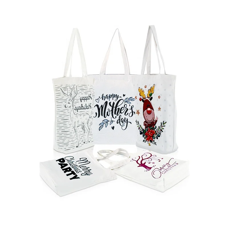 
13.8*14.6*3.9 Canvas Bag Tote Beach Wine Grocery Accept Customized Logo Plain Cotton Bags 