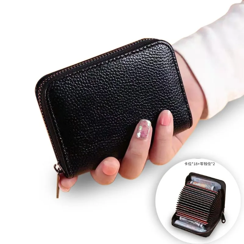 Large Capacity Credit Card Wallet - Leather Secure RFID Wallet for Women 9 Slots