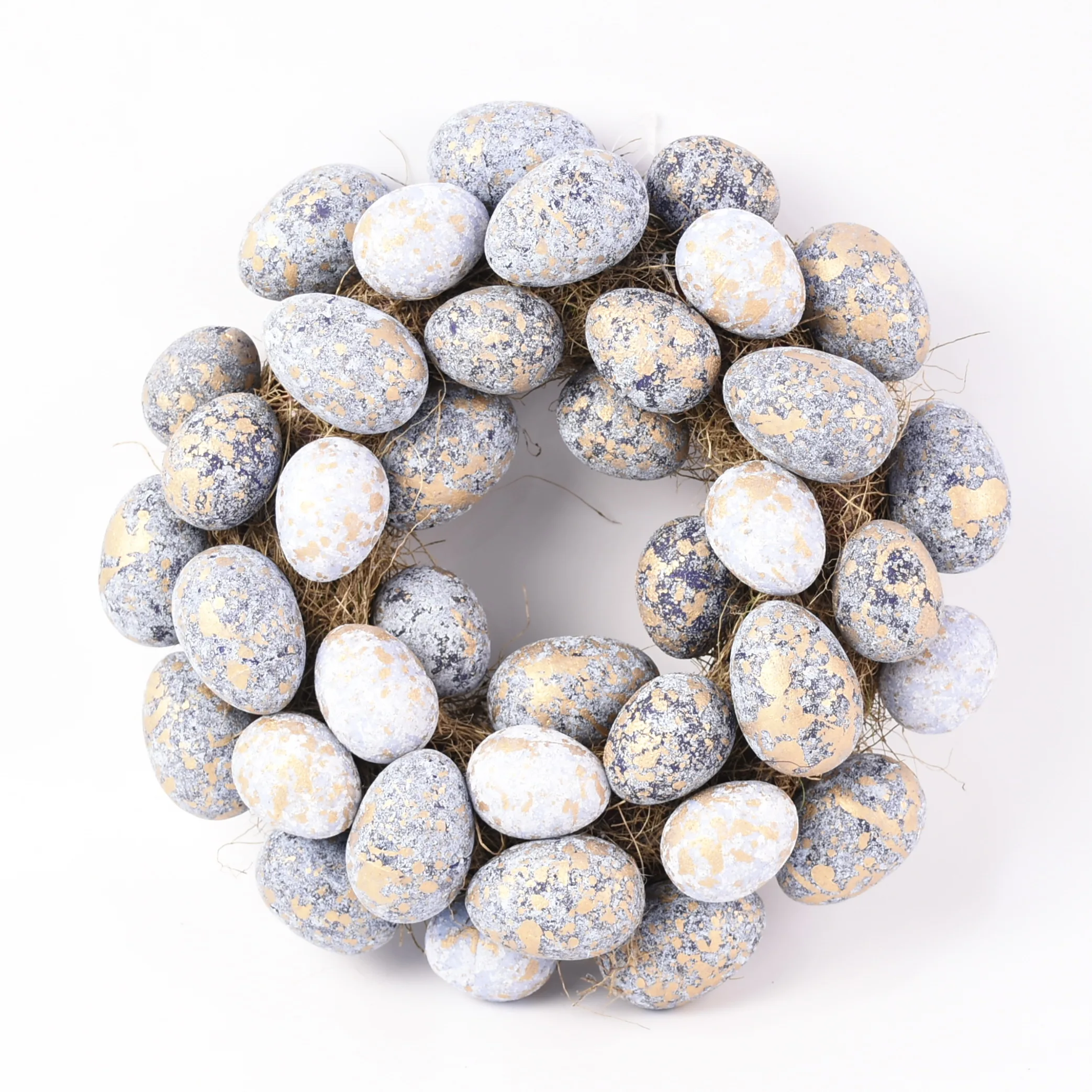 GY BSCI Natural Rattan Twigs Ornament Made Craft Decoration Easter Egg Wreath