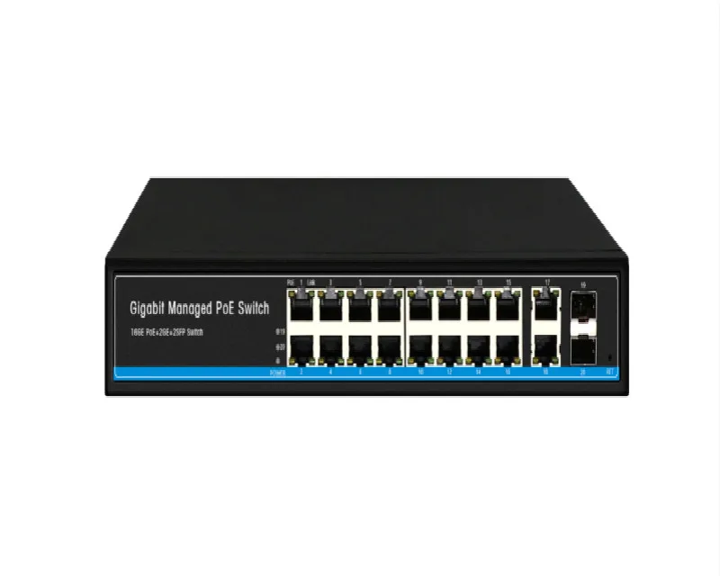 16 + 2 + 2 sfp gigabit managed poe switch 10/100/1000mbps power over ethernet switch for cctv ip camera wireless access point