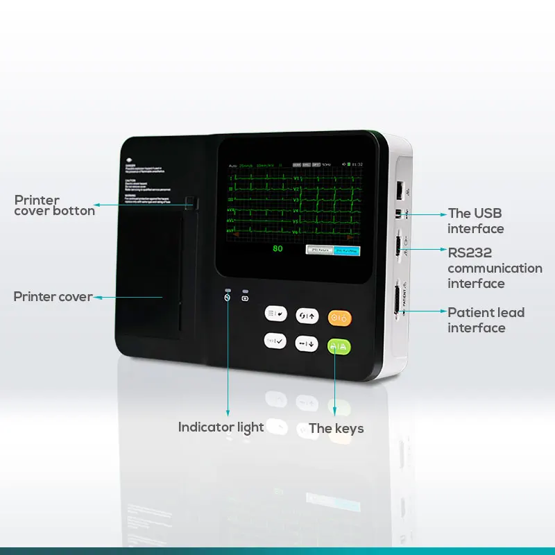 Medical analysis 12 leads ECG machine device 3 channel